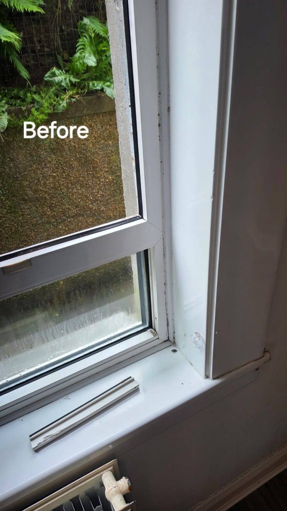Before: misted double glazing in the old window