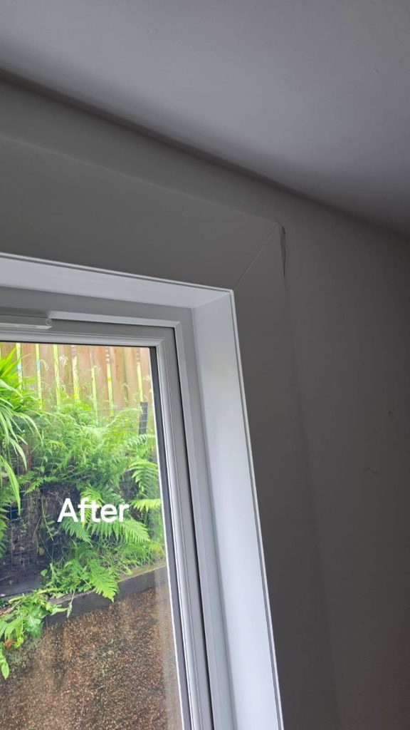 After: tidy finished reveal around the new white uPVC window